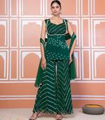 Green bandhani short kurti with inner