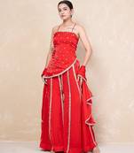 Red short kurti with sharara