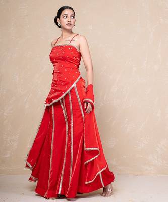 Red short kurti with sharara 4