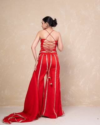 Red short kurti with sharara 5