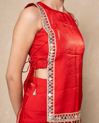 Red mirror kurti with sharara 1