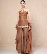 Brown short kurti with sharara