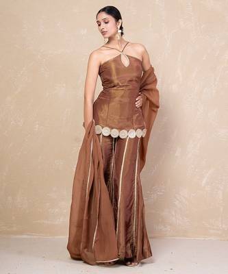 Brown short kurti with sharara 4