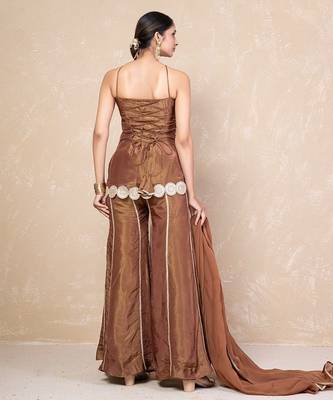 Brown short kurti with sharara 5