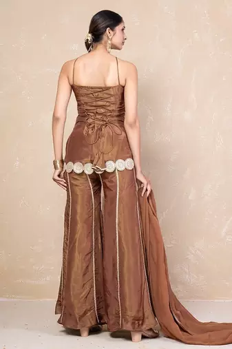 Brown short kurti with sharara