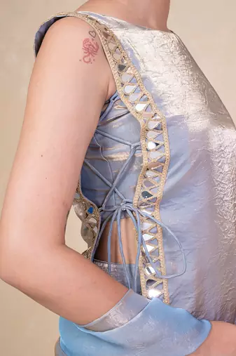Grey mirror kurti with sharara