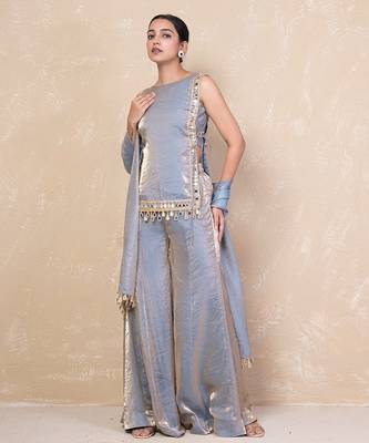 Grey mirror kurti with sharara 3