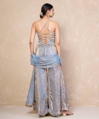 Grey short kurti with sharara 2