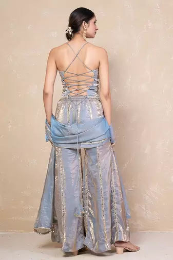 Grey short kurti with sharara