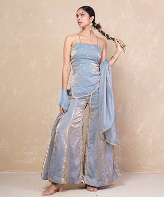 Grey short kurti with sharara 3