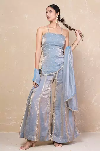 Grey short kurti with sharara