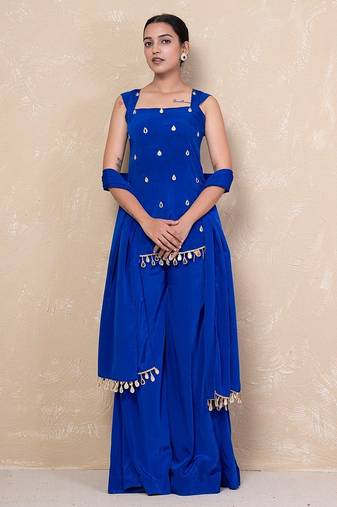 Blue short kurti with sharara