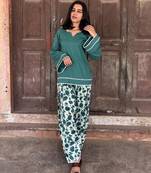 Green cotton kurti with printed farshi salwar