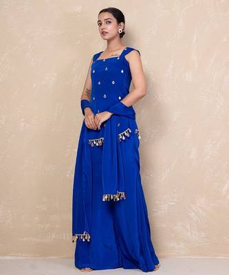 Blue short kurti with sharara 2
