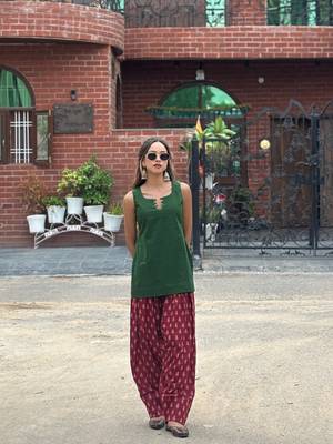 Green cotton kurti with maroon farshi salwar 1