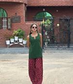 Green cotton kurti with maroon farshi salwar