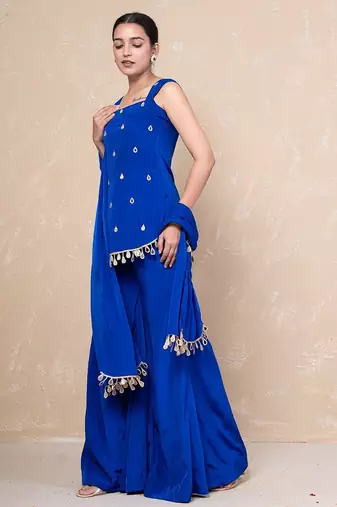 Blue short kurti with sharara