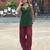 Green cotton kurti with maroon farshi salwar