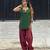 Green cotton kurti with maroon farshi salwar