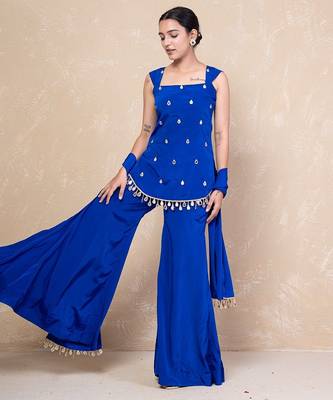 Blue short kurti with sharara 5