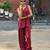Printed maroon cotton kurti with farshi salwar