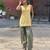 Yellow cotton kurti with farshi salwar