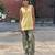 Yellow cotton kurti with farshi salwar