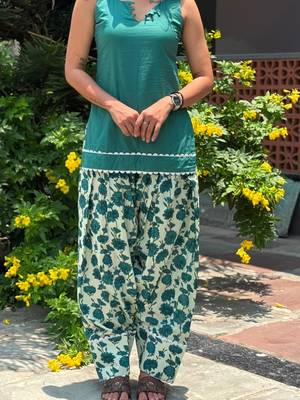 Green cotton kurti with farshi salwar 4