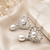 Certified natural freshwater pearls jewellery pearl drop earrings with crystal-studded floral frame, silver