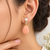 Certified natural freshwater pearls jewellery pearl & carved coral drop earrings with cz, 25x12 mm