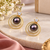 Certified natural freshwater pearls jewellery black freshwater pearl stud earrings with gold multi-circle frame
