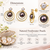 Certified natural freshwater pearls jewellery black freshwater pearl stud earrings with gold multi-circle frame