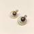 Certified natural freshwater pearls jewellery black freshwater pearl stud earrings with gold multi-circle frame