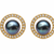 Certified natural freshwater pearls jewellery black pearl stud earrings with gold-tone cz halo for women