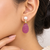 Certified natural freshwater pearls jewellery carved pink drop earrings with pearl top and crystal accent