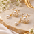 Certified natural freshwater pearls jewellery pearl drop earrings with cz snowflake stud, gold tone