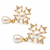 Certified natural freshwater pearls jewellery pearl drop earrings with cz snowflake stud, gold tone