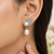 Certified natural freshwater pearls jewellery pearl drop earrings with angel wing cz stud, silver tone
