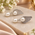 Certified natural freshwater pearls jewellery pearl drop earrings with angel wing cz stud, silver tone