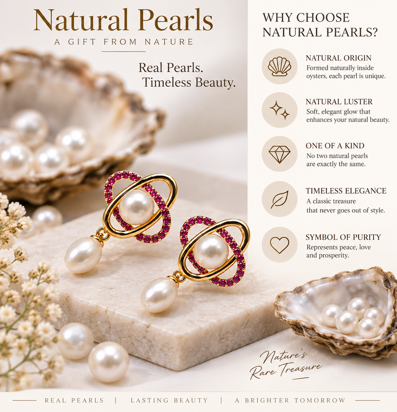Certified natural freshwater pearls jewellery freshwater pearl drop earrings with ruby zirconia gold orbit