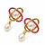 Certified natural freshwater pearls jewellery freshwater pearl drop earrings with ruby zirconia gold orbit