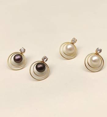 Certified natural freshwater pearls jewellery pearl & crystal stud earrings with gold double hoop frame 4