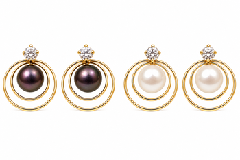 Certified natural freshwater pearls jewellery pearl & crystal stud earrings with gold double hoop frame 5