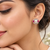 Certified natural freshwater pearls jewellery pearl stud earrings with ruby marquise and baguette crystals