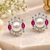 Certified natural freshwater pearls jewellery pearl stud earrings with ruby marquise and baguette crystals