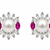 Certified natural freshwater pearls jewellery pearl stud earrings with ruby marquise and baguette crystals