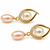 Certified natural freshwater pearls jewellery freshwater pearl drop earrings with cz, gold-toned