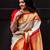 White red silk blend jacuard work festival saree with unstitched blouse piece