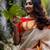 White red silk blend jacuard work festival saree with unstitched blouse piece