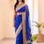 Blue silk blend jacuard work festival saree with unstitched blouse piece
